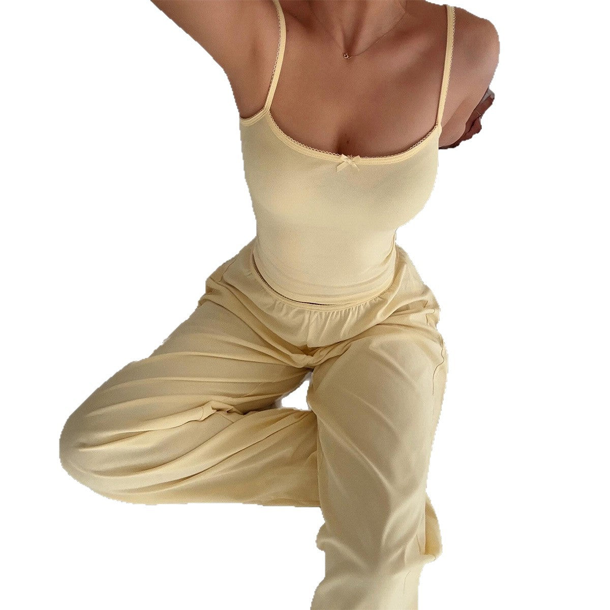 Women's Strapless Yoga Set – Crop Top & Straight Leg Pants
