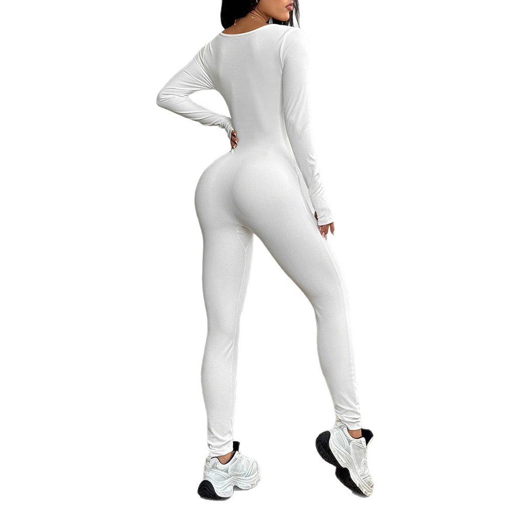 Women's High Elasticity Yoga Jumpsuit – Long Sleeve Skinny Fit