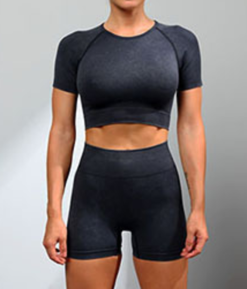 Women's Seamless Running & Yoga Suit – Short Sleeve Top & Shorts Set