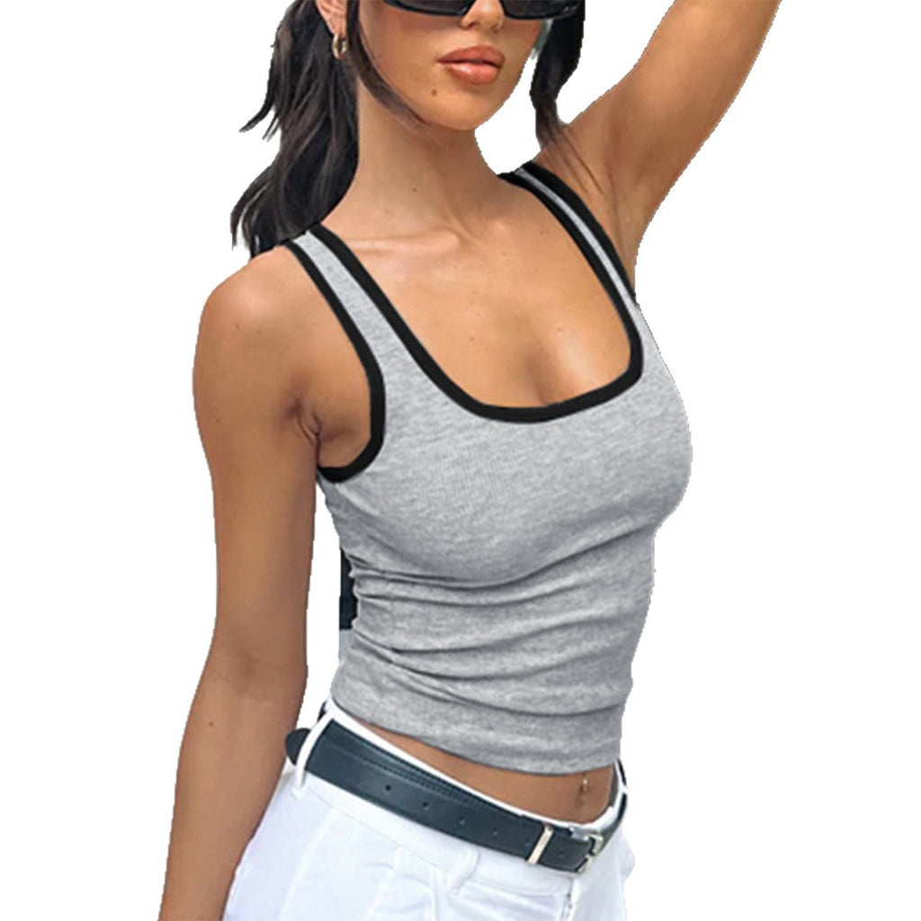 Y2K Yoga Square Collar Tank Top – Versatile Sleeveless Crop