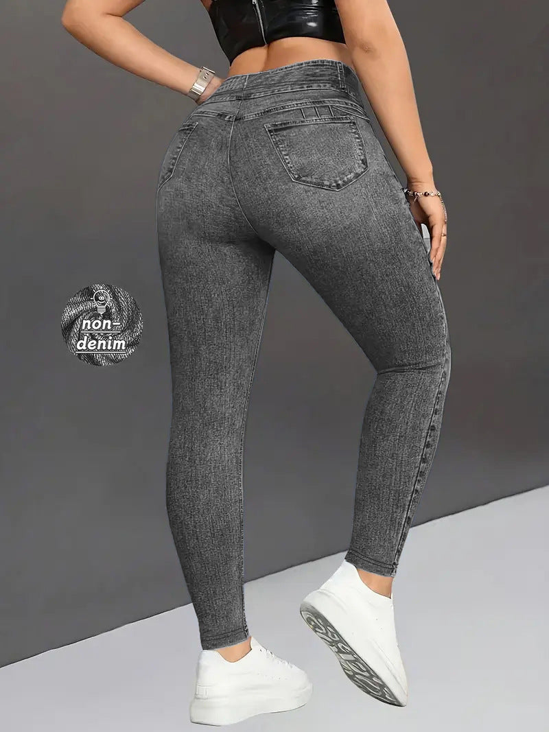 Retro Denim-Style Butt-Lifting Yoga Leggings – High Elastic Fit