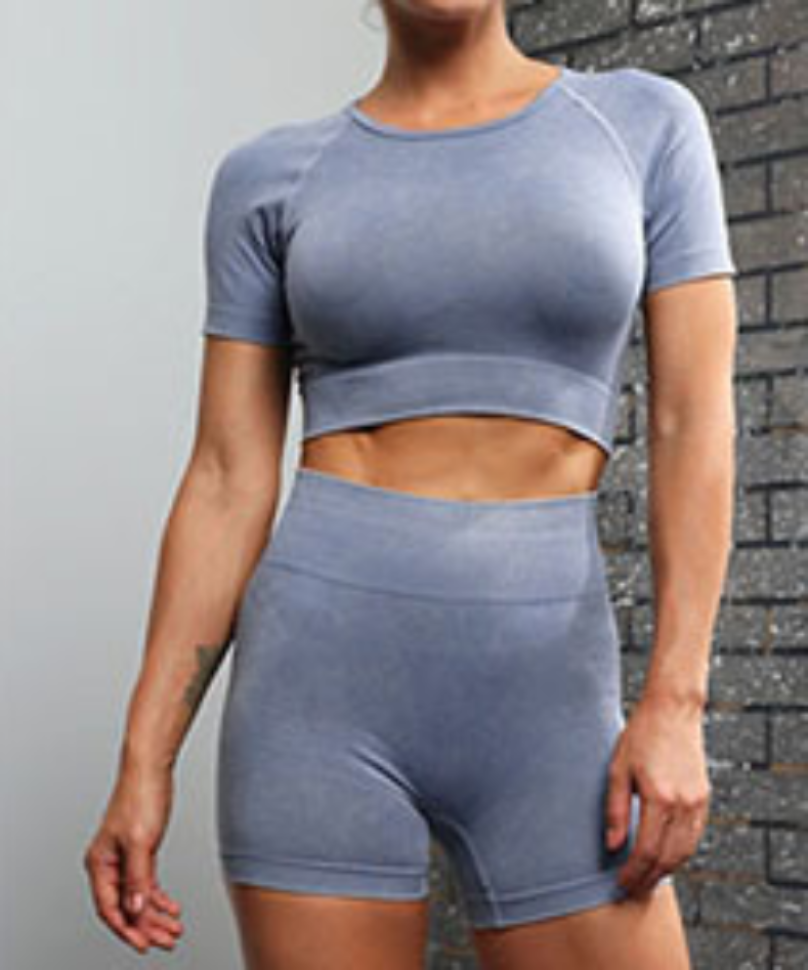 Women's Seamless Running & Yoga Suit – Short Sleeve Top & Shorts Set