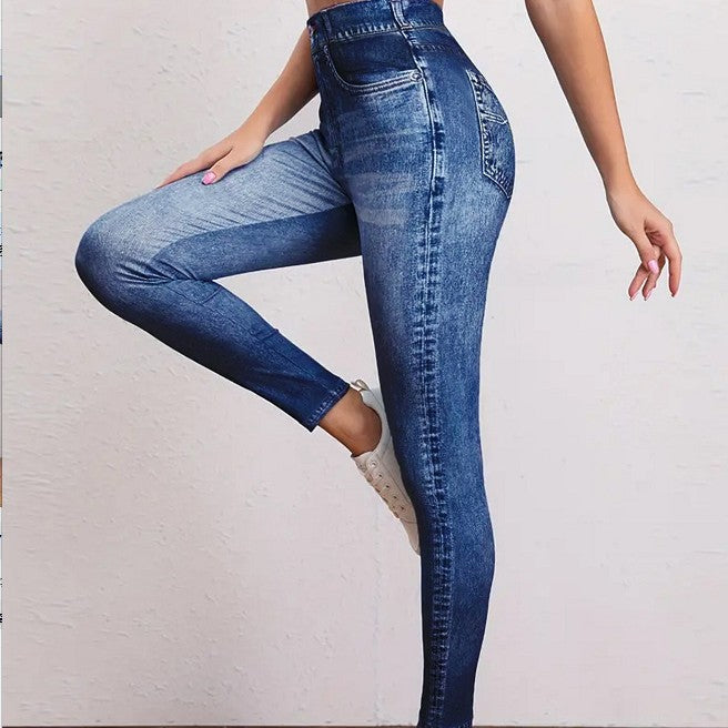 Retro Denim-Style Butt-Lifting Yoga Leggings – High Elastic Fit