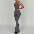 Women's Strapless Yoga Set – Crop Top & Long Pants