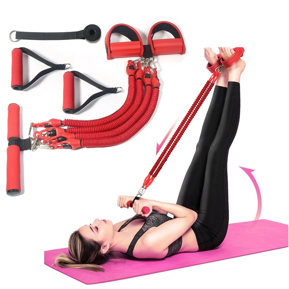 11-Piece Multifunction Resistance Band Set – 4-Tube Latex Yoga Pull Rope & Fitness Expander