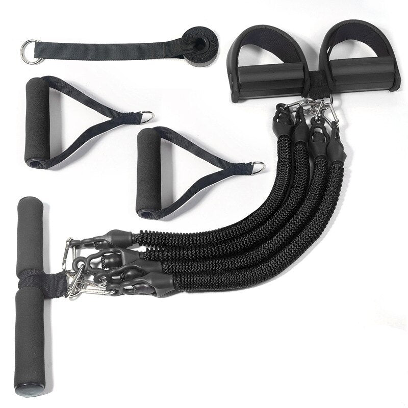 11-Piece Multifunction Resistance Band Set – 4-Tube Latex Yoga Pull Rope & Fitness Expander