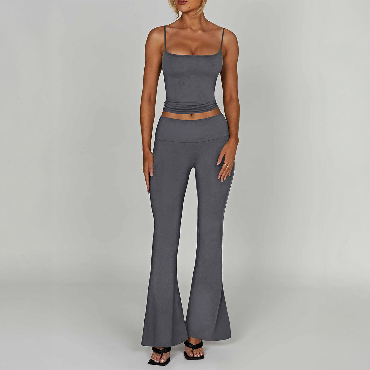 Women's Strapless Yoga Set – Crop Top & Long Pants