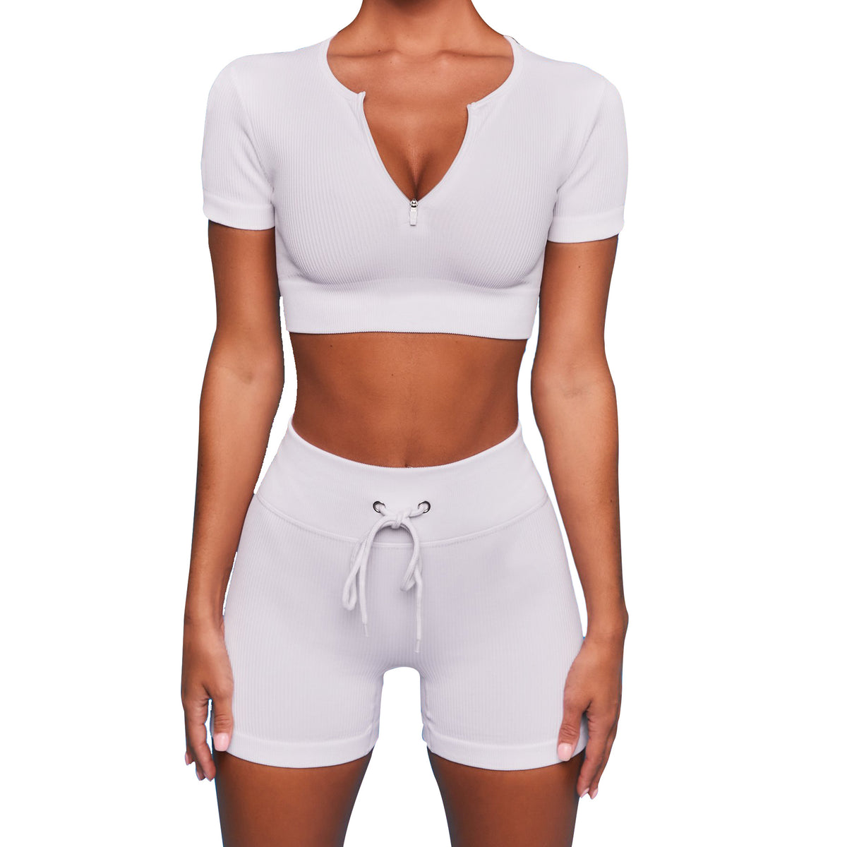 Women's Two-Piece Zipper Yoga Suit – Hip Lifting Running & Fitness Set