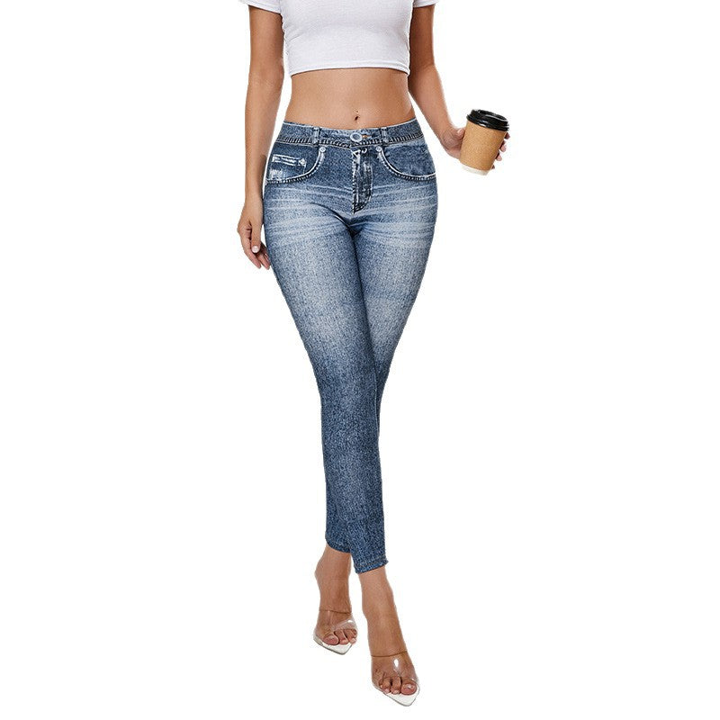 Retro Denim-Style Butt-Lifting Yoga Leggings – High Elastic Fit