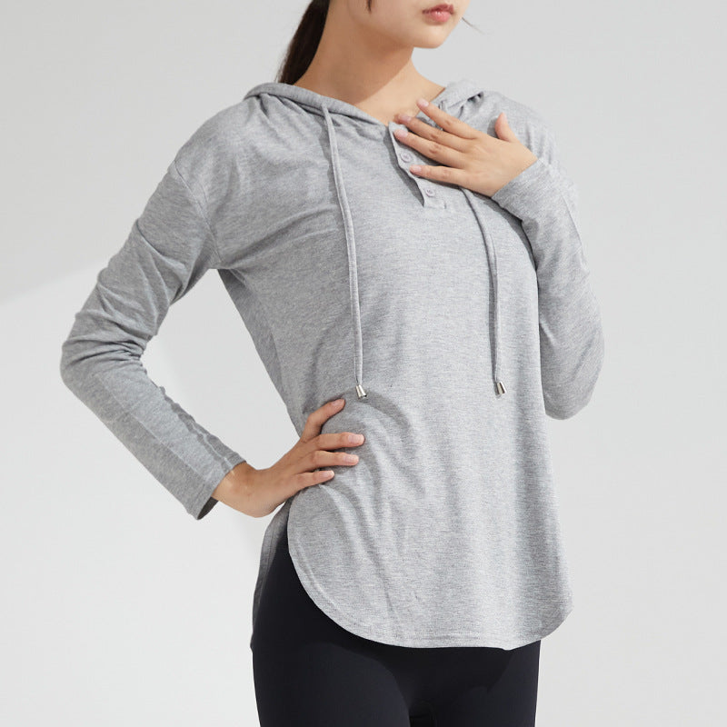 Women's Fast-Dry Long Sleeve Yoga Hoodie Top – Lightweight Fitness Pullover