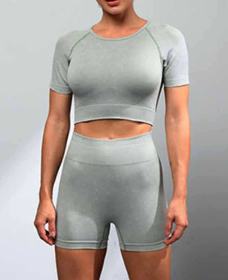 Women's Seamless Running & Yoga Suit – Short Sleeve Top & Shorts Set