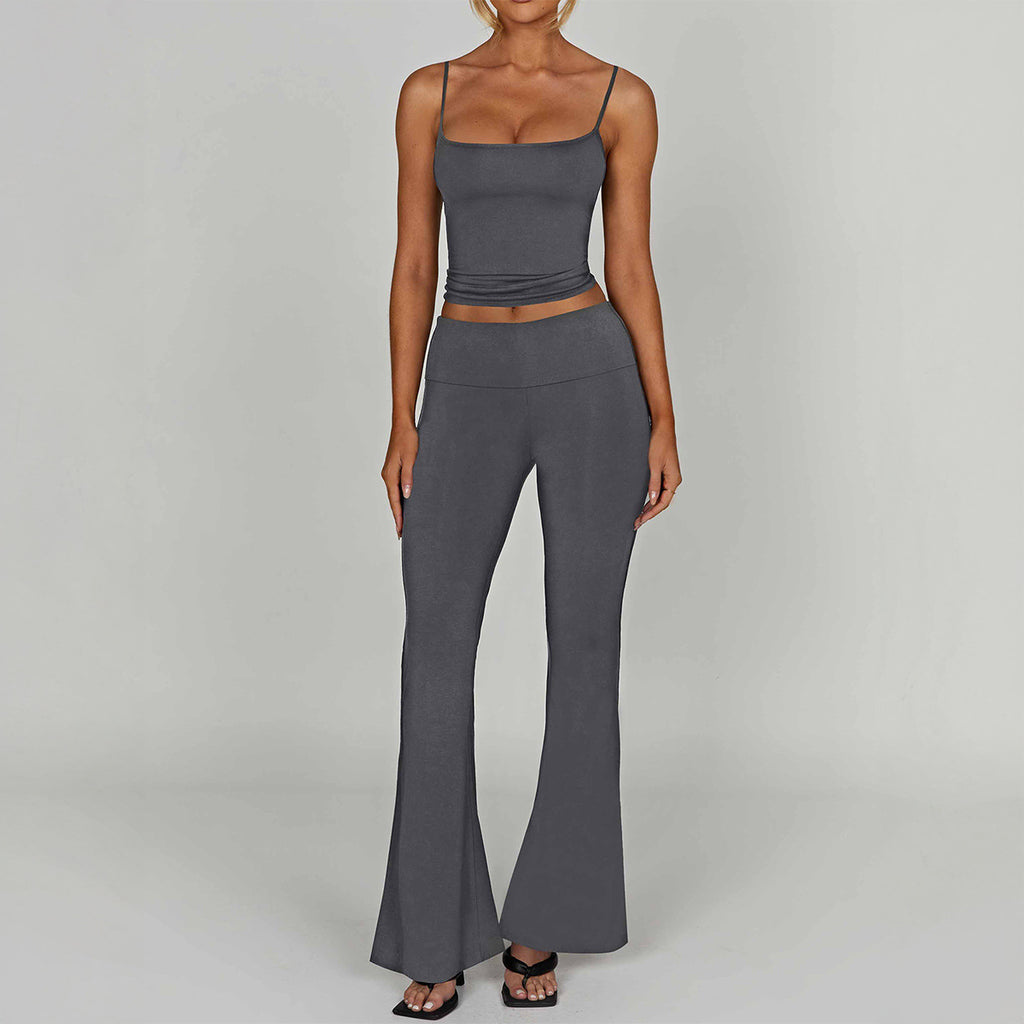 Women's Strapless Yoga Set – Crop Top & Long Pants