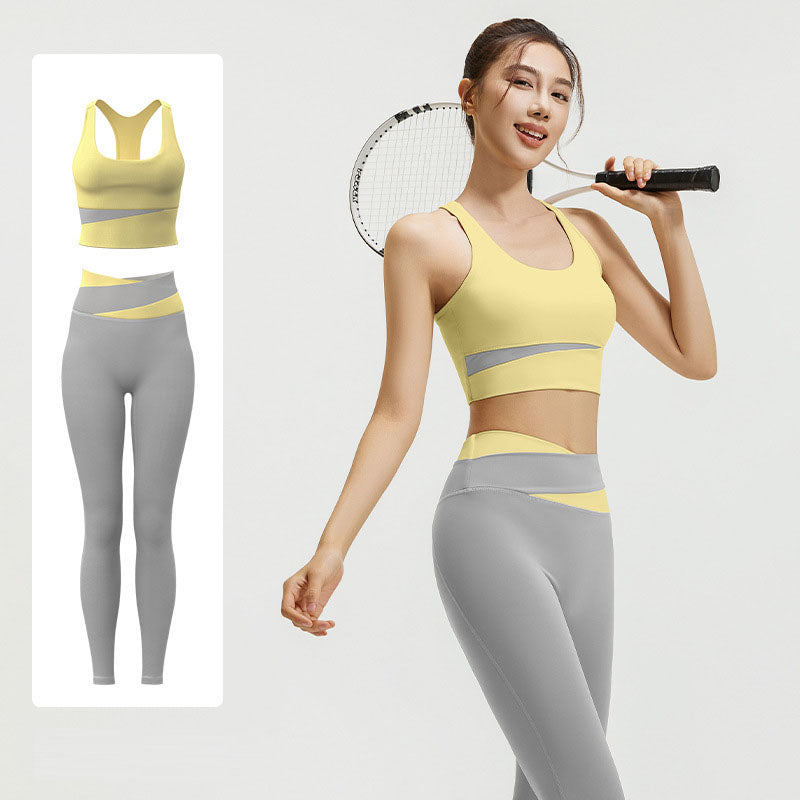 Women's High Waist Shockproof Hip-Lifting Yoga Suit Set – Bra & Leggings