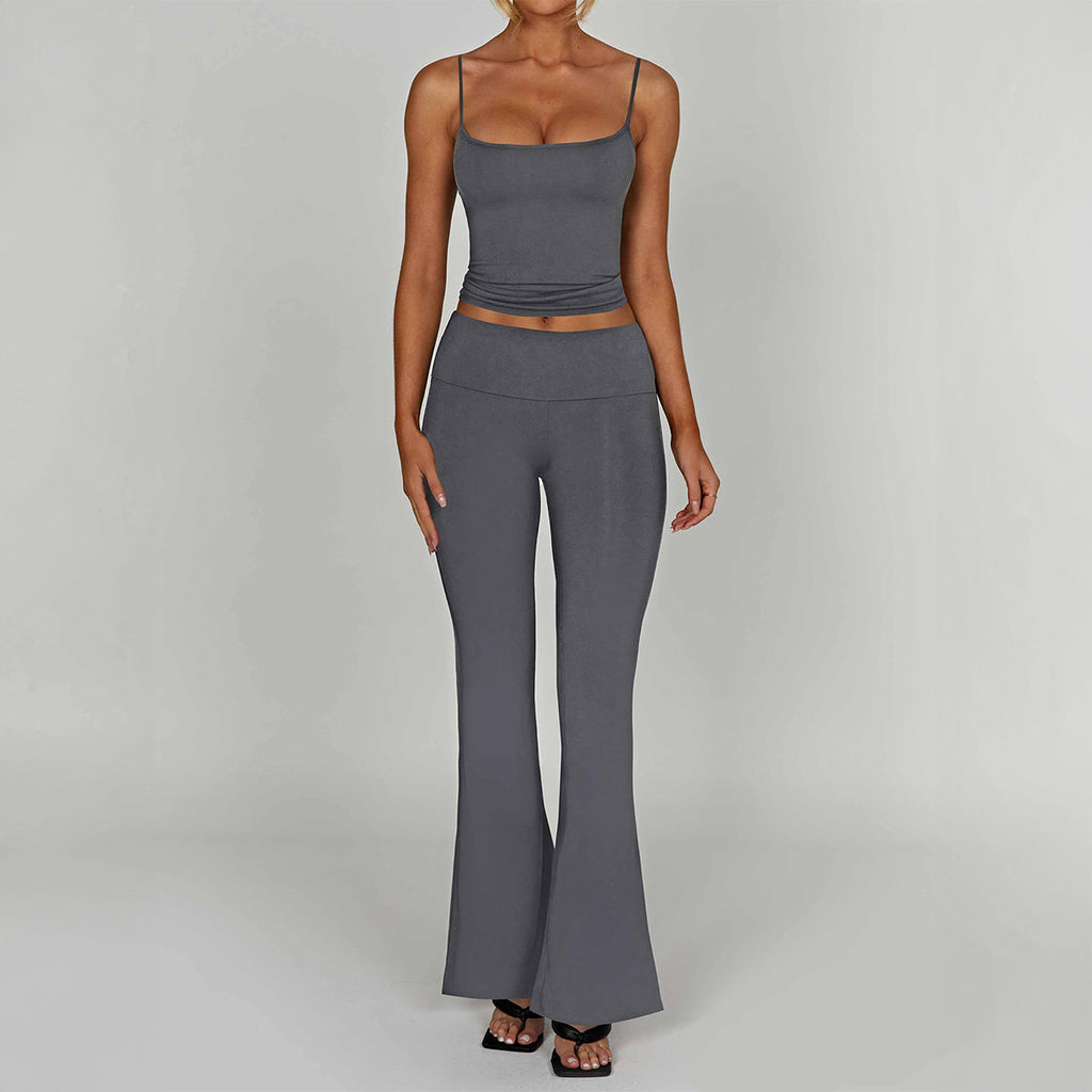 Women's Strapless Yoga Set – Crop Top & Long Pants