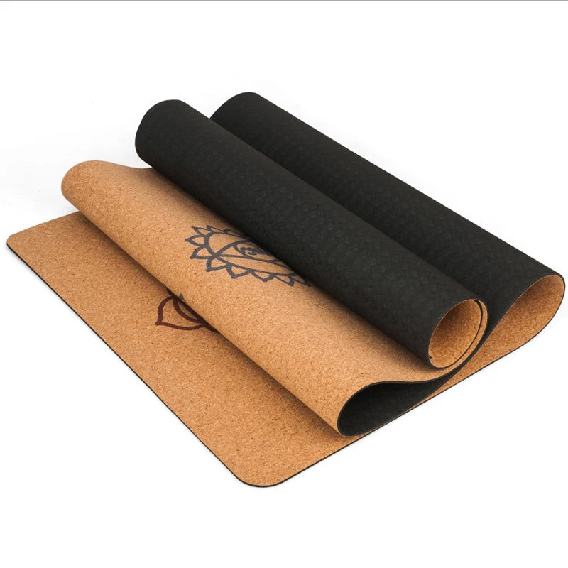 Natural Cork TPE Yoga Mat – Eco-Friendly Non-Slip 5mm Mat with Body Alignment Lines