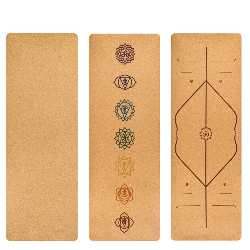Natural Cork TPE Yoga Mat – Eco-Friendly Non-Slip 5mm Mat with Body Alignment Lines