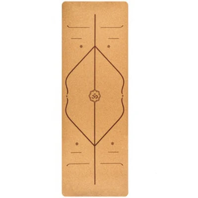 Natural Cork TPE Yoga Mat – Eco-Friendly Non-Slip 5mm Mat with Body Alignment Lines