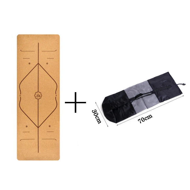 Natural Cork TPE Yoga Mat – Eco-Friendly Non-Slip 5mm Mat with Body Alignment Lines