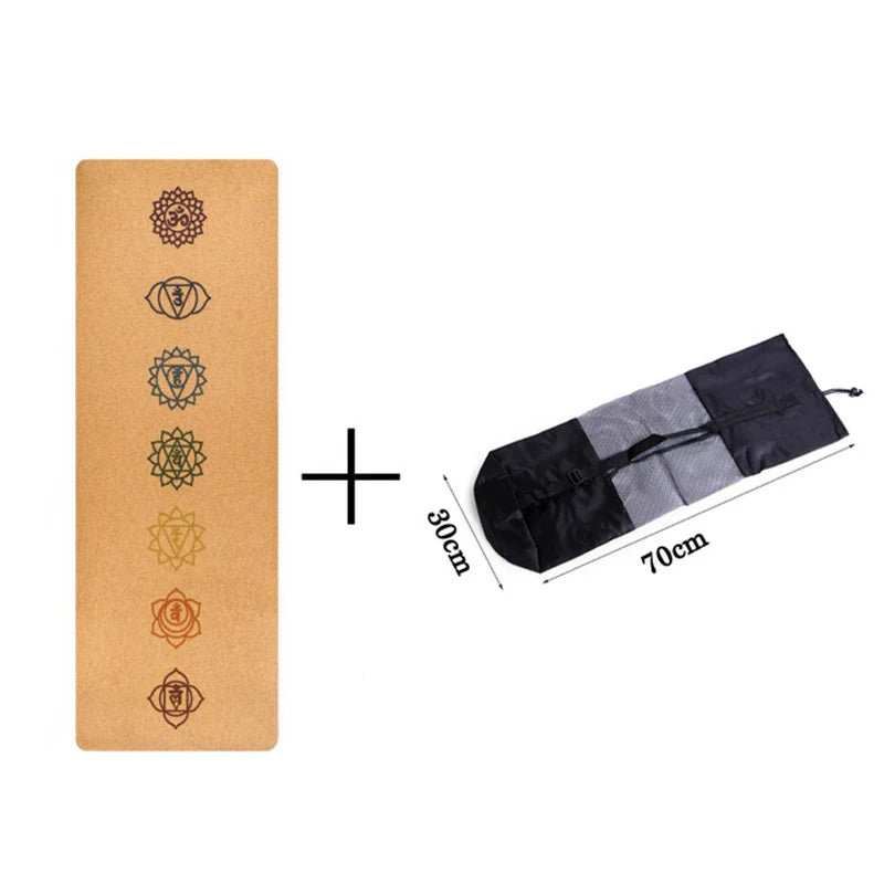 Natural Cork TPE Yoga Mat – Eco-Friendly Non-Slip 5mm Mat with Body Alignment Lines