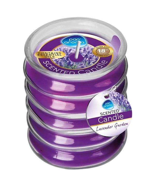 Pan Aroma  Ribbed Glass Scented Candle Lavender Garden