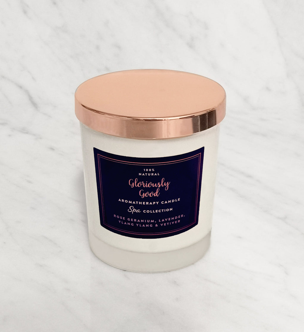 Rose Geranium Aromatherapy Gift Set | Candle & Roll-On Oil | Made in England